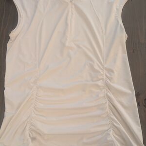 Athleta White Sleeveless 1/4 Zip Ruched Performance Tank - Size XL